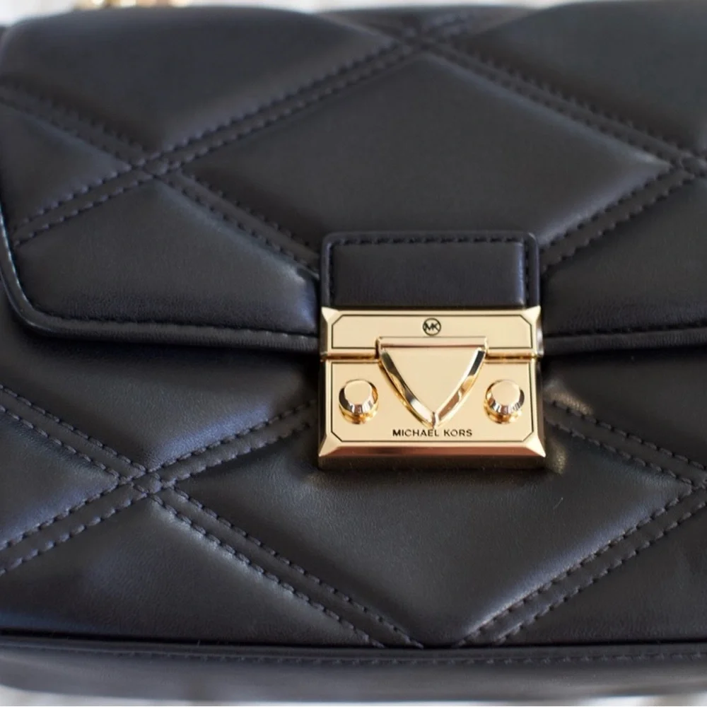 MICHAEL KORS SERENA MEDIUM FLAP SHOULDER CROSSBODY BLACK - Picture 5 of 11